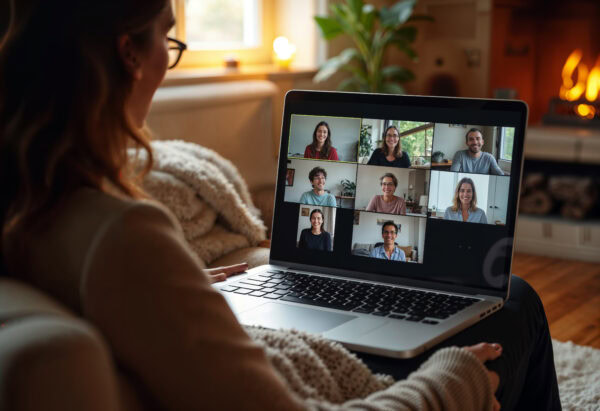 Vrouw-Met-Laptop-Bekijkt-Online-Meeting-Met-Vrouwen-en-Mannen
