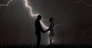 Koppel-Man-Bliksemschicht-houdt-Vrouw-in-Stofstorm-Vast-in-Toxische-Relatie